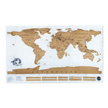 Carte à gratter matérielle de papier enduit blanc et rayure de taille de 82.5*59.4cm outre de la carte du monde